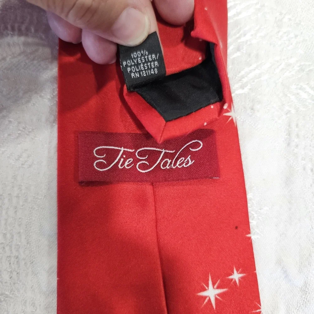 Tie Tales Mens Christmas Nativity Scene Tie Red Religious Holiday Angels